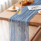 FEXIA Dusty Blue Cheesecloth Table Runner Boy Baby Shower Wedding Decorations - Image 2