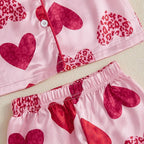 fyclemt Toddler Baby Girl Satin Pajama Set Feather Trim Long Sleeve Button - Image 4