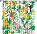 Jungle Animals Curtains Cartoon Cute Lion Giraffe Monkey Zebra Woodland Art by JADERYS