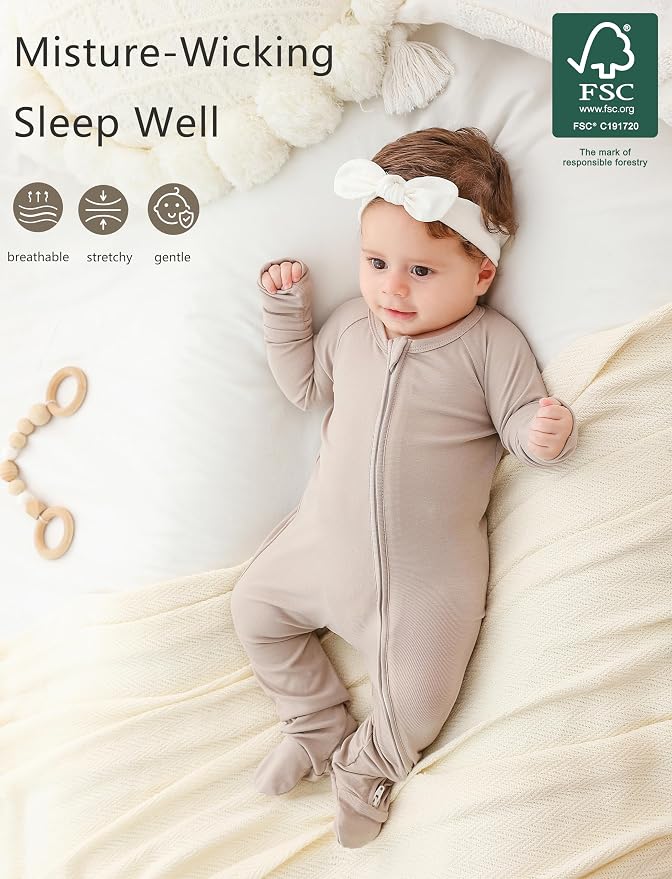 JunNeng Viscose from Bamboo Baby Sleeper, Newborn Footie Pajamas - Image 2