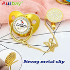 Personalized Pacifier Set with Name, BPA Free, Bling Gold Silver Pink Rose Gold - Image 3