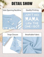 Baby Boy Clothes Infant Mamas Print Romper Stripe Sleeve Outfits Fall Winter - Image 4