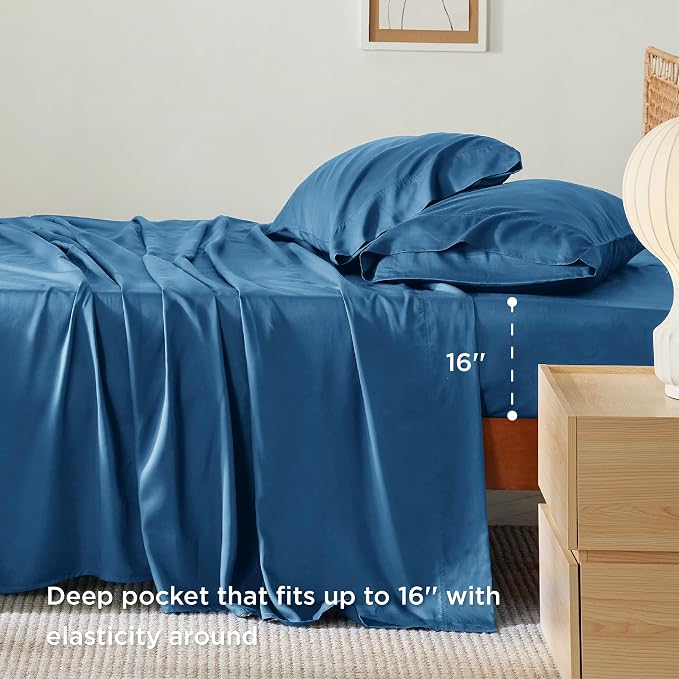 Bedsure Queen Sheets, Rayon Derived from Bamboo, Queen Cooling Sheet Set - Image 3