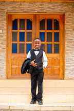 Boys Suits 5 Pieces Slim Fit Blazer Pants Black Blue Outfit Suit - Image 4
