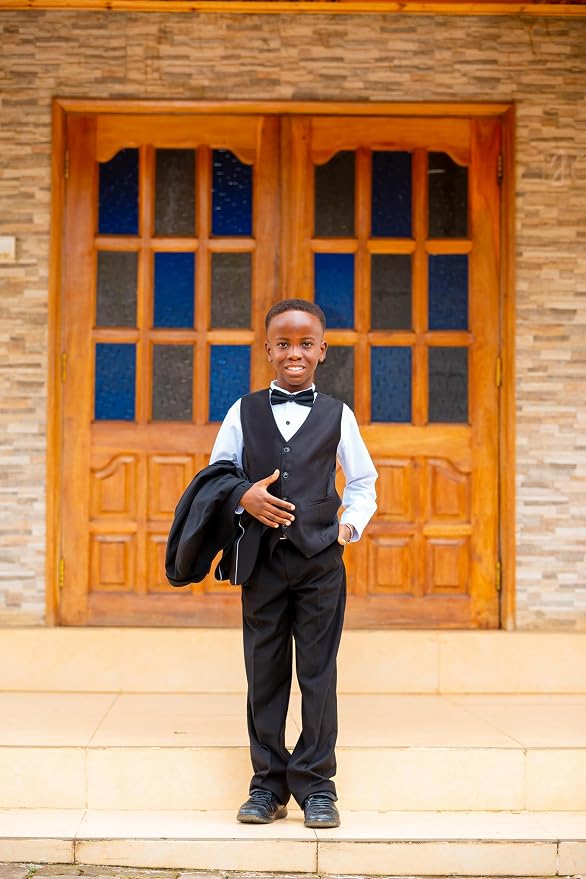 Boys Suits 5 Pieces Slim Fit Blazer Pants Black Blue Outfit Suit - Image 2