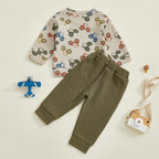 Toddler Baby Boy Fall Clothes Waffle Outfit Long Sleeve Color Blocking - Image 7