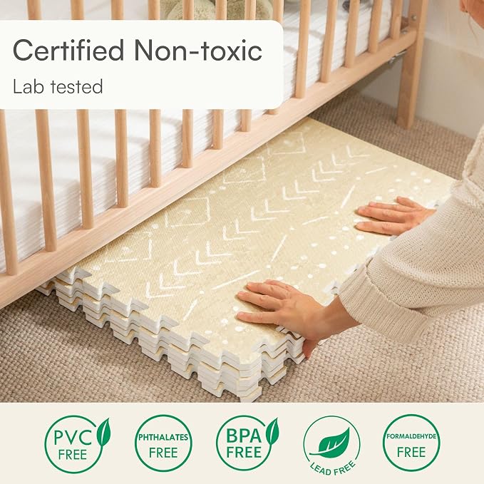 Lillefolk Baby Play Mat for Floor – 6x8ft Beige | Soft Non Toxic Premium EVA - Image 7