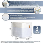 NaturalCozy 13x15x13 Kallax Storage Cubes Bins, 3 Pack | Cotton Rope Cube - Image 2