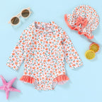Infant Baby Girl Swimsuit One-Piece Long Sleeve Rash Guard - Image 2