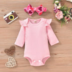 Aalizzwell Preemie Newborn Infant Baby Girls Clothes Ribbed Romper Bodysuit - Image 4