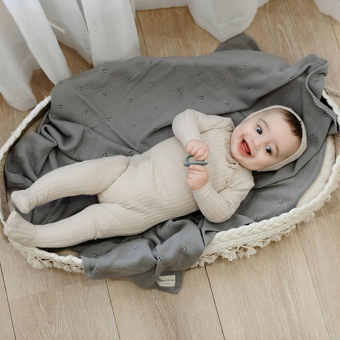 Organic Unisex Pointelle Receiving Swaddle Blanket - Image 4