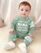 Baby Boy Clothes Infant Mamas Print Romper Stripe Sleeve Outfits Fall Winter - Image 3