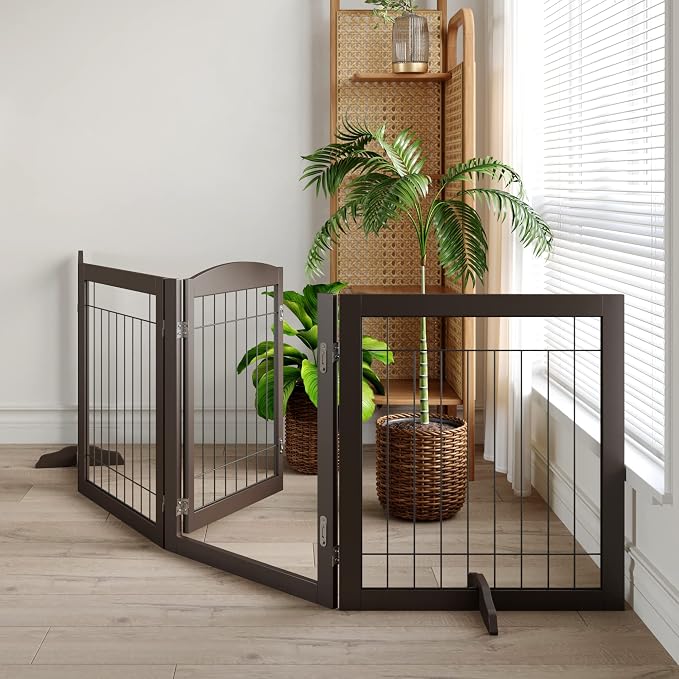 Vantas Folding Pet Gate 96" Wide, Freestanding Wire Pet Gate, Pet Puppy Safety - Image 4