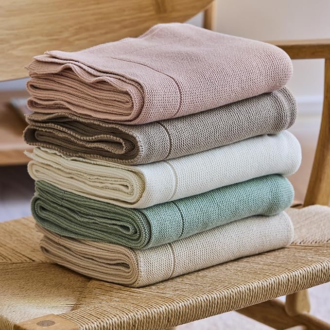 Knitted Organic Cotton Baby Blanket- Swaddle Blanket - Image 5