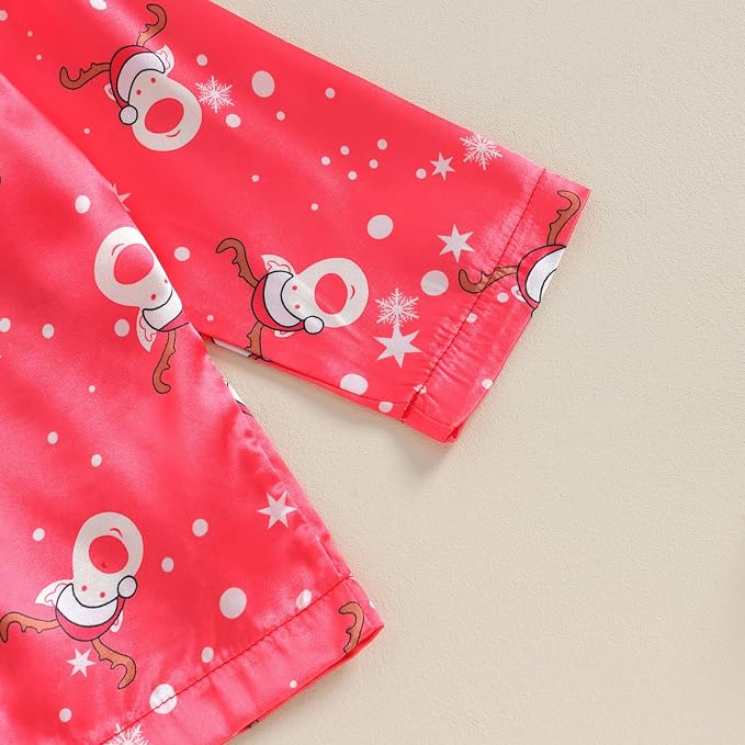 MAINESAKA Baby Boy Girl Pajamas Christmas Red Plaid Print Long Sleeve Lapel - Image 5