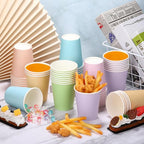 URATOT 120 Pieces 9 Ounce Disposable Paper Cups Pastel Rainbow Party Cups - Image 5