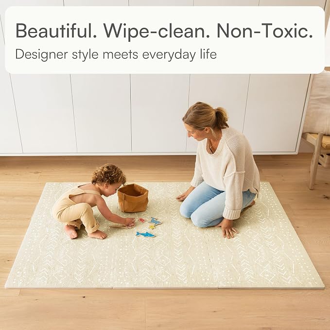Baby Play Mat for Floor – 4x6ft Beige | Soft Non Toxic Premium EVA Foam Tiles - Image 2