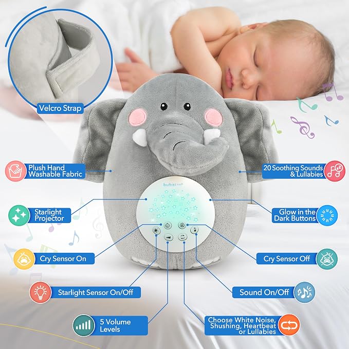Bubzi Co Sound Machine, Portable Elephant Soother & Night Light Projector - Image 4