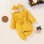 Happy Town Baby Girl Romper Infant Fall Winter Clothes Ruffle Sweater Long - Image 3