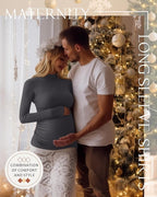 4 Packs Womens Maternity Shirts Long Sleeve Cotton Ribbed Pregnancy Mock Neck - Image 4