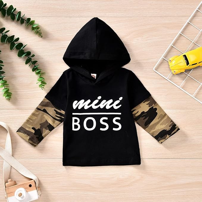 fioukiay Toddler Baby Boy Outfit Clothes LittLe Kids Long Sleeve Hoodie - Image 2