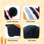 Duoyeree Kids Beanie Hat for Boys Girls Pom-pom Kint Hats Cozy Lining Winter - Image 4