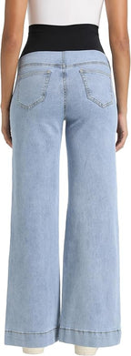 Foucome Women's Maternity Jeans Wide Leg Trendy Comfy Stretchy Straight Leg - Image 5