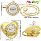 Personalized Pacifier Set with Name, BPA Free, Bling Gold Silver Pink Rose Gold - Image 2