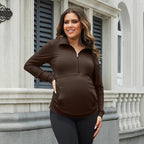 GINKANA Maternity Women's Long Sleeve Shirt Half Zipper Lapel Lightweight - Image 4