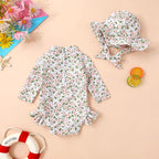 Infant Baby Girl Swimsuit One-Piece Long Sleeve Rash Guard - Image 3