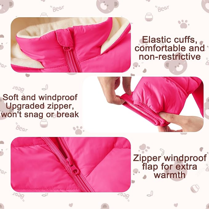 Funnycokid Baby Snowsuit Infant Winter Puffer Coat Newborn 3-24M Hooded - Image 6