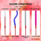 12.5" Silicone Bottle Brush & Straw Cleaner Brush Set | Water Bottle Cleaner - Image 4