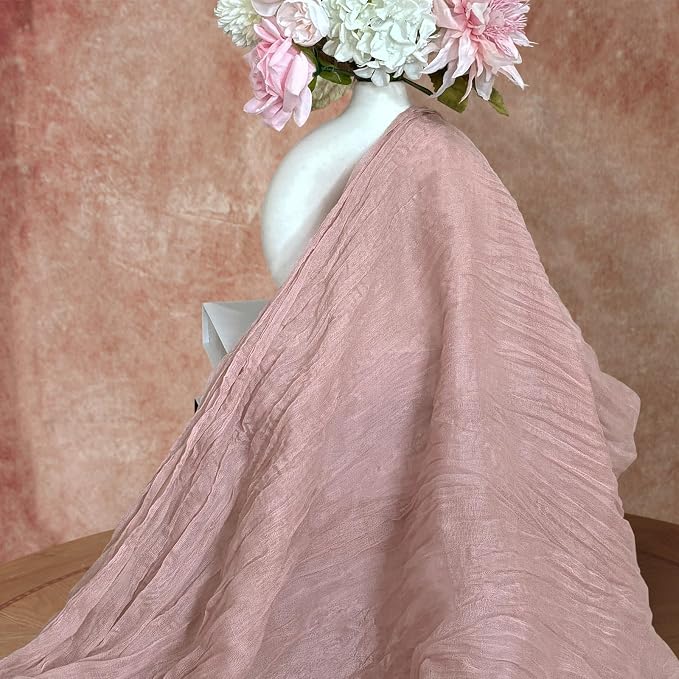 FEXIA 3 Pack Table Runner Dusty Pink Cheesecloth 35x120 Inches Spring Easter - Image 6