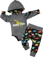 Fommy Newborn Baby Boy Clothes Plaid Letter Print Long Sleeve Hoodies + Long by Fommy