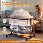 Bassinet Bedside Sleeper, 3-in-1 Baby Bedside Bassinet, 5 Height Adjustable - Image 6