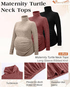 3 Pack Maternity T-Shirts Pregnancy Tops Women Sweater Long Sleeve Turtleneck - Image 3