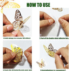 JOSDIOX 3D Butterfly Wall Decor Sticker -48 Pcs, 4 Styles, 3 Sizes Gold - Image 4