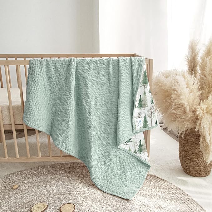 lulumoon Muslin Baby Blanket Neutral: Lightweight Cotton Blanket - Image 6