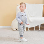 Baby Boy Clothes Set Infant Boy's Long Sleeve Romper+Dinosaur Denim Overalls - Image 2