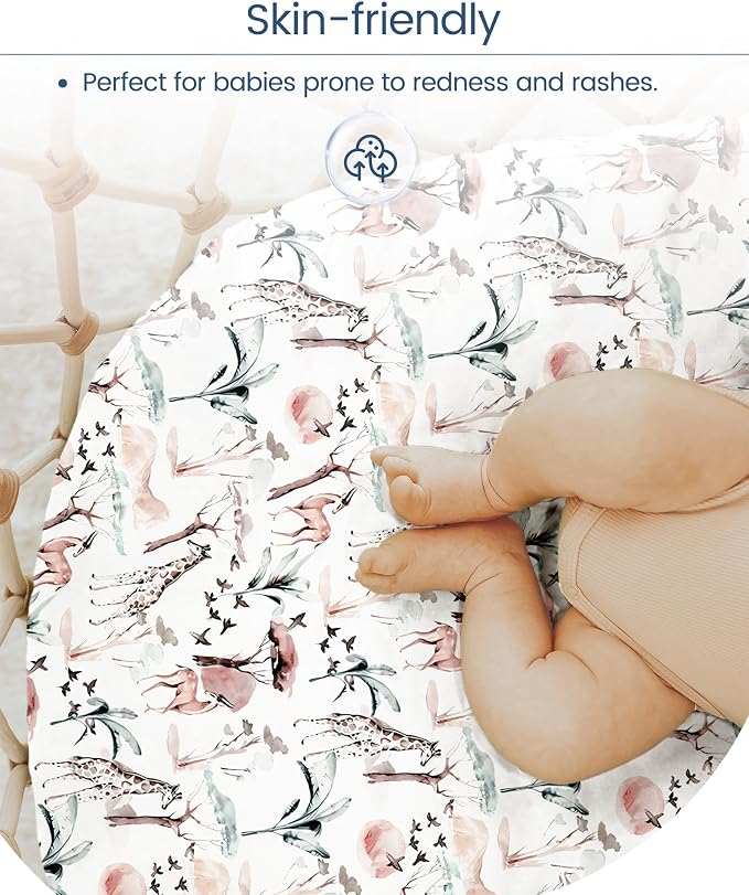 Pack and Play Sheets Fitted, Ultra Soft Mini Crib Sheets Girl, Premium Jersey - Image 4