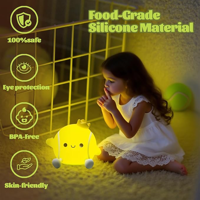 Tennis Nursery Night Light, LED Squishy Silicone Lamp, 2 Levels Dimmable - Image 5