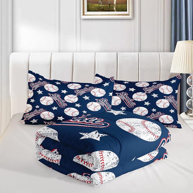 QOOMO 3D Baseballs Comforter Queen Size, Down Alternative, Soft and Lightweight - Image 3
