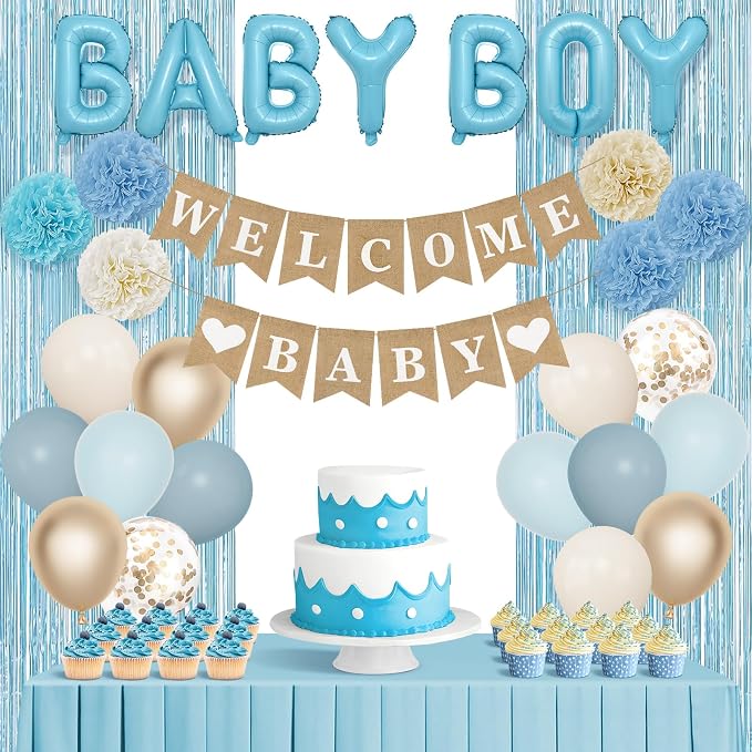 Ouddy Party Dusty Blue Baby Shower Decorations - Image 2
