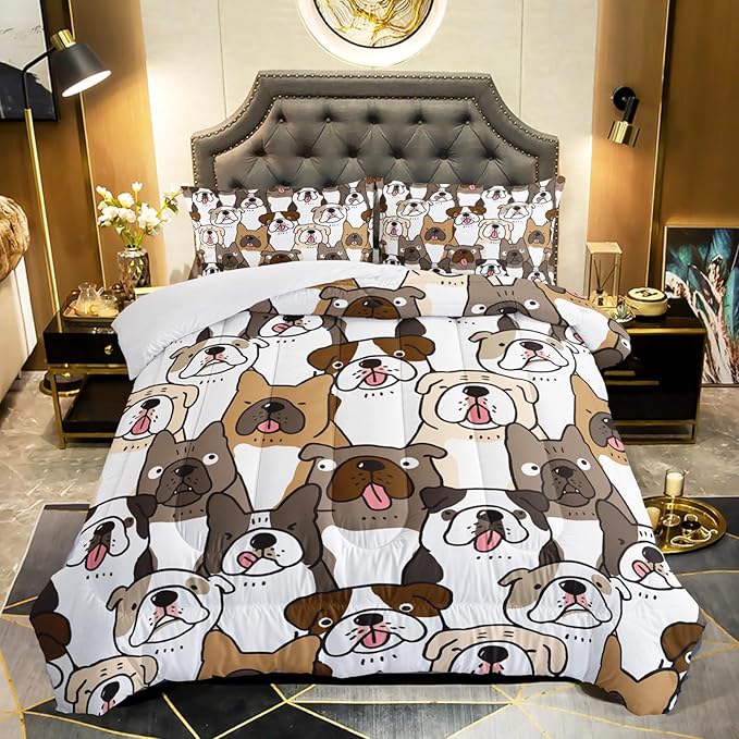 QOOMO Kawaii Dog Comforter Set, Queen Size, Down Alternative, Soft and by QOOMOHOME