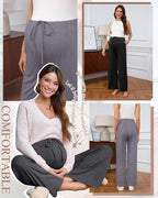 3 Pack Maternity Pants for Women Over The Belly Lounge Work Pregnancy Pants - Image 3