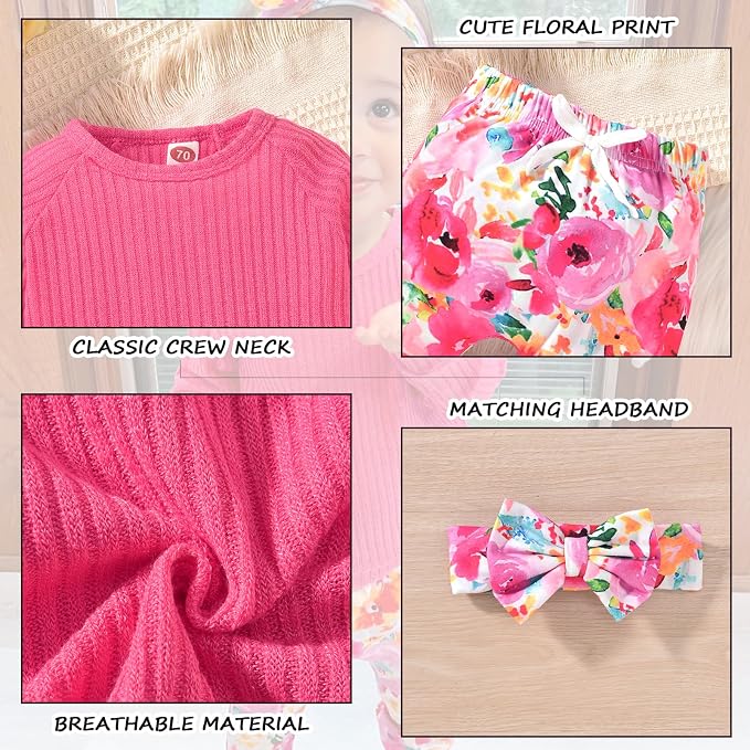 HINTINA Infant Baby Girl Knit Pullover Long Sleeve Sweater Outfits Fall Winter - Image 4