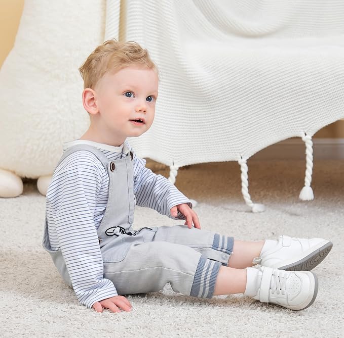Baby Boy Clothes Set Infant Boy's Long Sleeve Romper+Dinosaur Denim Overalls - Image 6