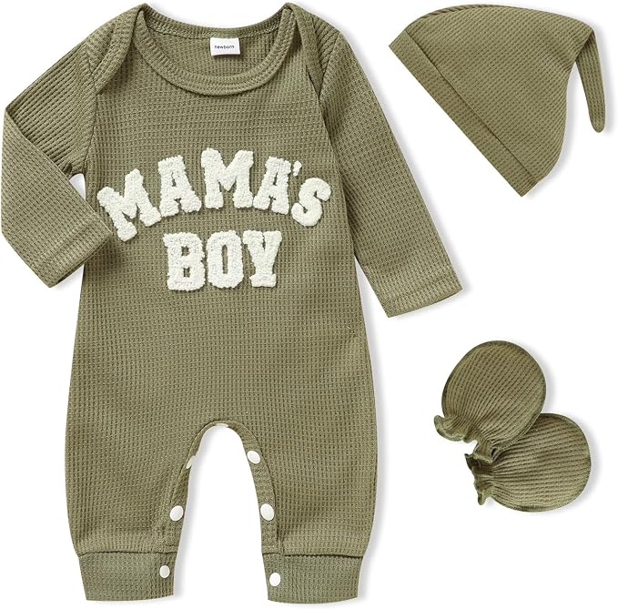 GRNSHTS Newborn Baby Boy Romper Coming Home Outfits Letter Print Bodysuit by GRNSHTS