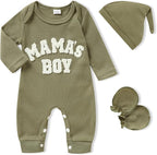 GRNSHTS Newborn Baby Boy Romper Coming Home Outfits Letter Print Bodysuit by GRNSHTS