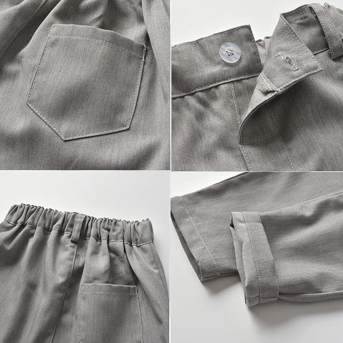 CORATED Toddler Dress Suits Baby Boys Clothes Sets Bowtie Shirts Suspenders - Image 7